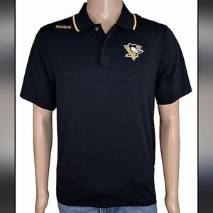 Men’s Reebok Center Ice Play Dry Pittsburgh Penguins NHL Hockey Black Polo M